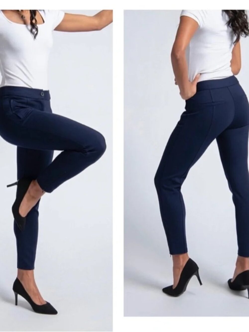 New Betabrand Navy Skinny Cigarette Dress Pant Yoga Pants XLarge Short Petite